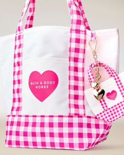 Pink Gingham Tote Bag image number null