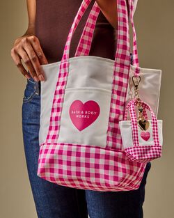 Pink Gingham Tote Bag image number null