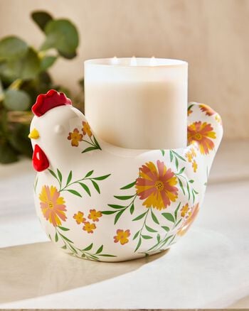 Floral Chicken Pedestal 3-Wick Candle Holder 三芯蠟燭臺