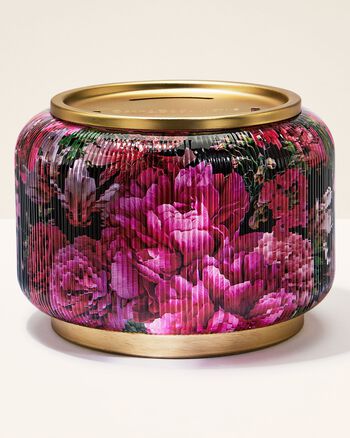 Floral Ribbed Glass Pedestal 3-Wick Candle Holder 三芯蠟燭臺