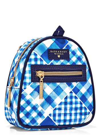 Blue Gingham Mini Backpack Cosmetic Bag 化妝包