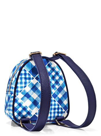 Blue Gingham Mini Backpack Cosmetic Bag 化妝包