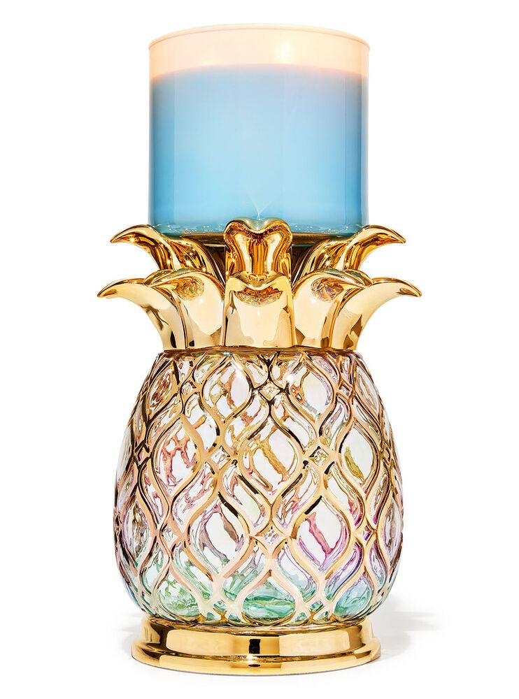 Gold Glass Pineapple 3-Wick Candle Holder 三芯蠟燭臺