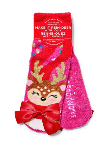 Reindeer with Bow Shea-Infused Lounge Socks 乳木果精華休閒襪