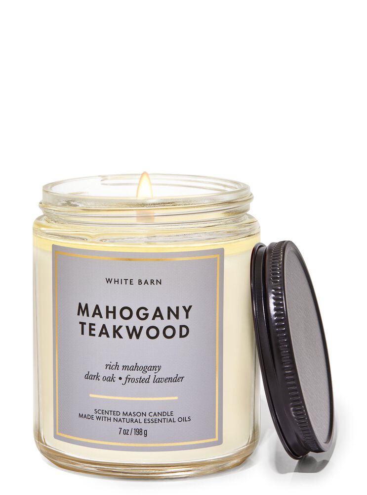 Mahogany Teakwood Mason Single Wick Candle 梅森罐裝單芯蠟燭