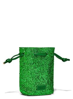 Green Tinsel Cinch Reusable Mini Gift Bag
