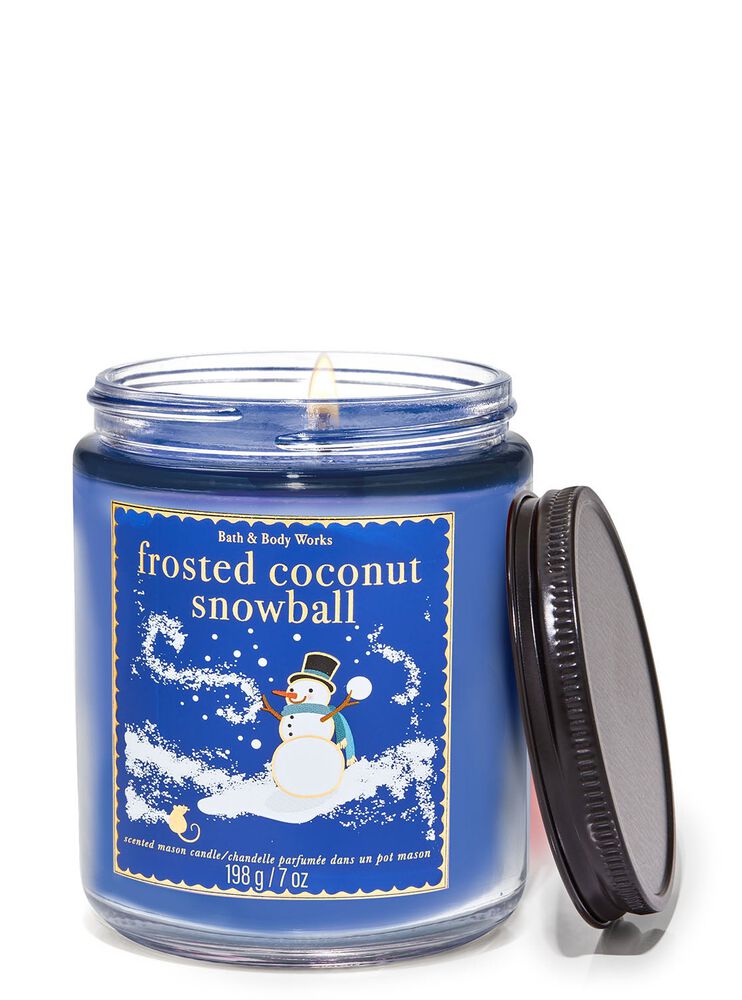 Frosted Coconut Snowball Mason Single Wick Candle 梅森罐裝單芯蠟燭